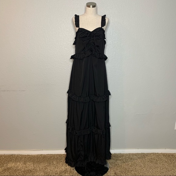 Boohoo Ruffle Tiered Black Sleeveless Maxi Dress - Picture 2 of 11